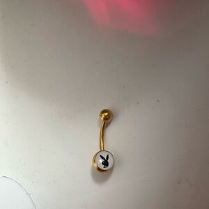 Playboy Bunny Gold Curved Belly Ring